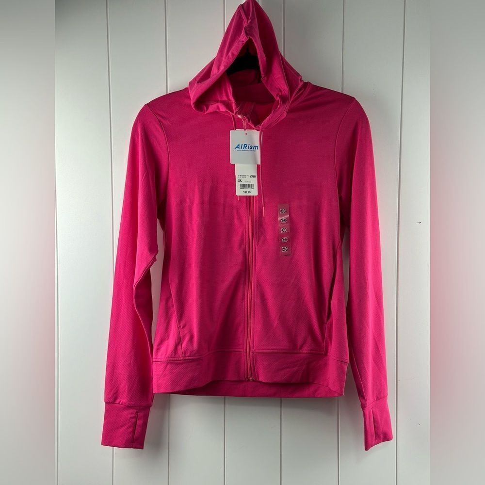 Uniqlo Pink women alrism mesh uv protection full zip hoodie